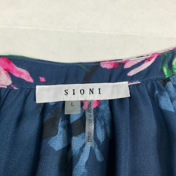 Sioni Tunic Blouse Floral V-Neck Long Sleeve Loose Fit Shirt Lightweight Large - Picture 5 of 12